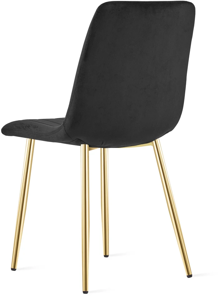 Leobert Kėdė su aksomo apmušalu ir auksinėmis metalinėmis kojomis, juoda, 86 cm