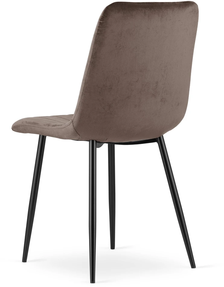 Leobert Aksominė kėdė su juodomis metalinėmis kojomis, tamsiai ruda, 86 cm