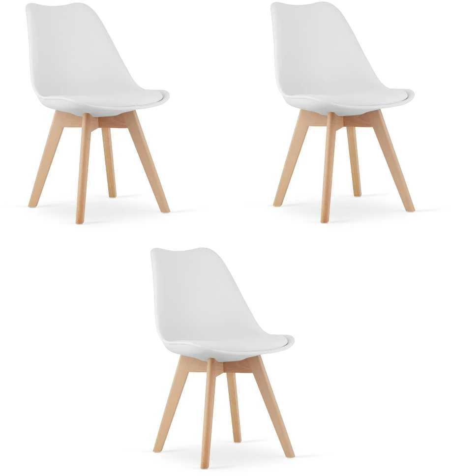 Leobert Kėdė MARK su buko medienos kojomis, balta, 82 × 49 cm, 3 vnt.