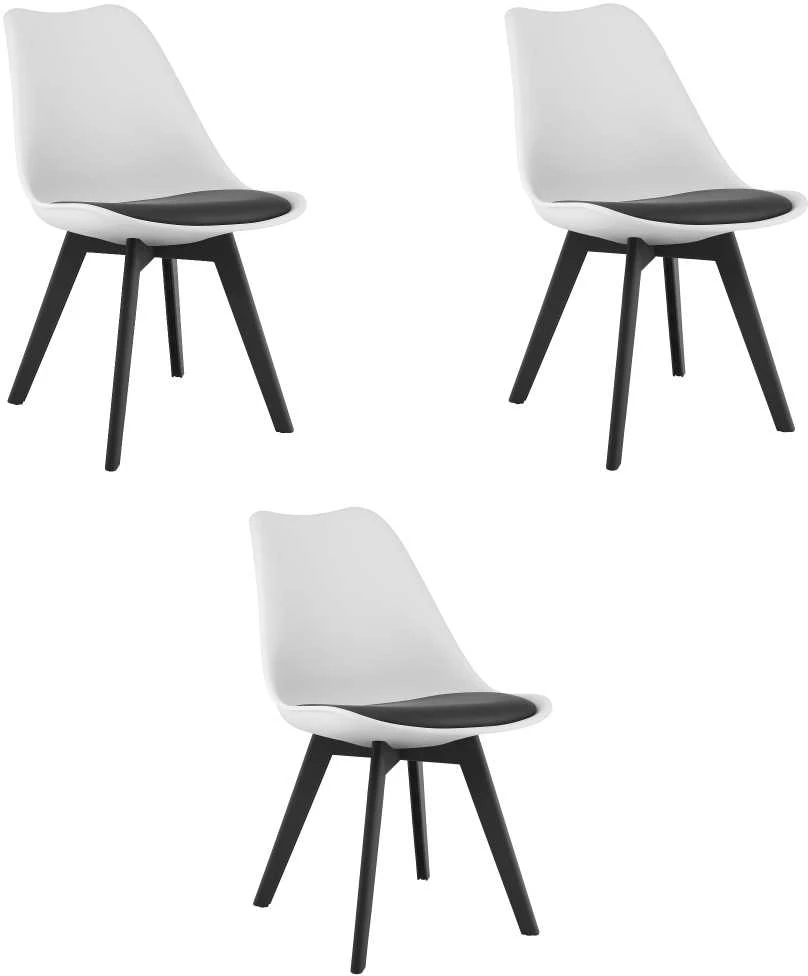 Leobert Kėdžių komplektas MARK, baltos ir juodos spalvų, 82 cm, 3 vnt.