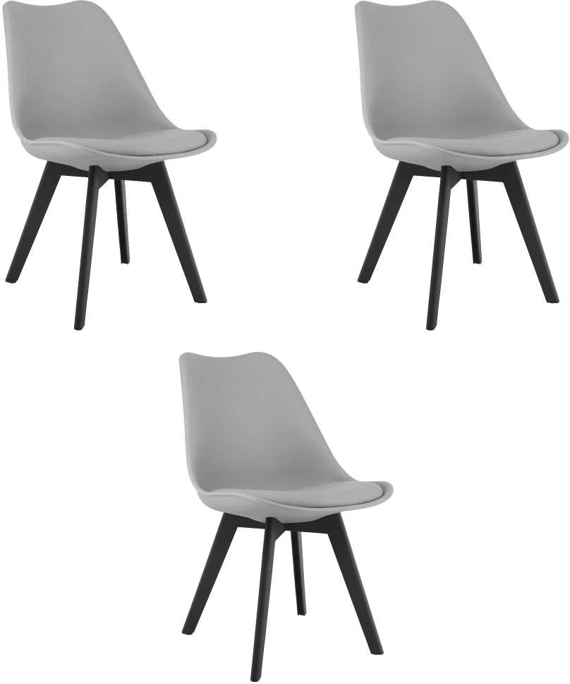 Leobert Kėdės MARK su dirbtinės odos pagalvėlėmis, pilkos, 82 × 49 cm, 3 vnt.