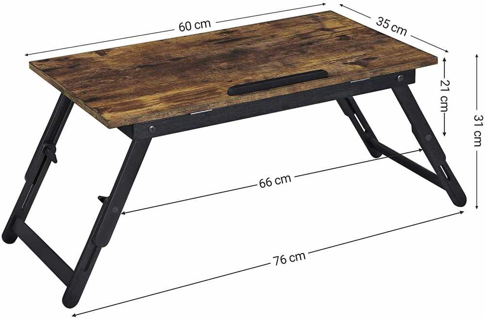 Leobert Nešiojamojo kompiuterio staliukas su reguliuojamu pasvirimo kampu, 60–76 × 35 × 21–31 cm