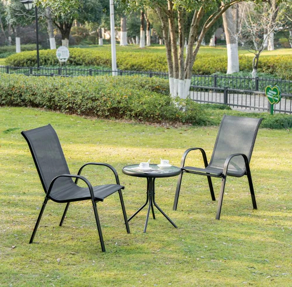 Lauko baldų komplektas Leobert SALOS apvalus stalas 60 cm + 2 SOFIA kėdės tamsiai pilkos spalvos