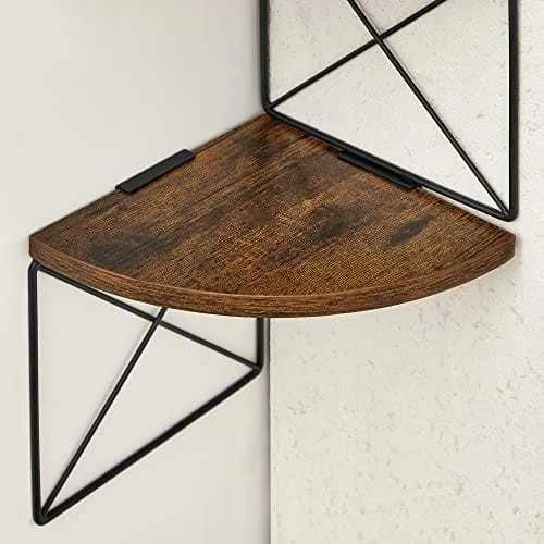 Leobert Kampinė lentyna su 5 lentynomis, ruda ir juoda, 20 × 20 × 127,5 cm