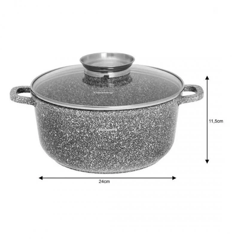 Puodas Puodas su dangčiu, plienas, pilkas marmuras, skersmuo 22 cm, 3,3 l, Klausberg