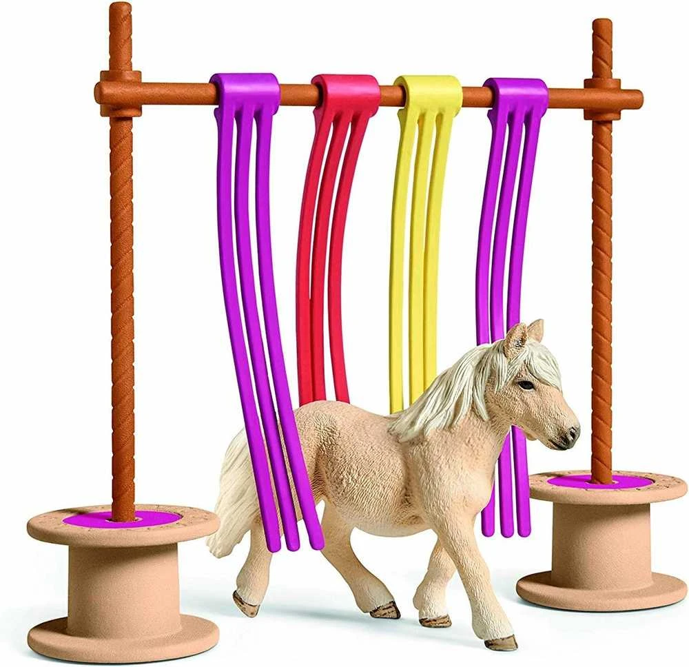 Žaislų rinkinys - Schleich ponis Plazdanti užuolaida (Šetlando ponio figūra, priedai)
