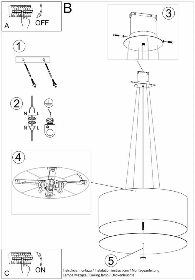 Pakabinamas šviestuvas Sollux Lighting Šviestuvas SOLLUX OTTO 70 juodas