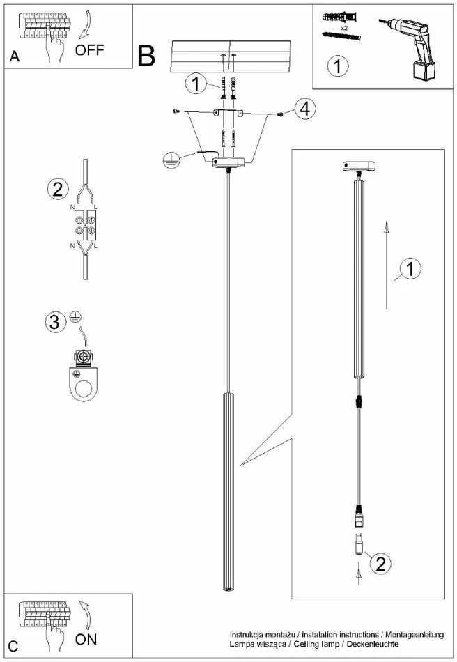Sollux Lighting Pakabinamas šviestuvas ARCHE 1 baltas