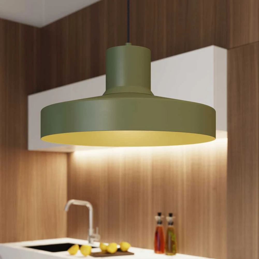 Sollux Lighting BILO pakabinamas šviestuvas, alyvuogių žalios spalvos, plienas, E27 lemputė, modernus apvalus, 35 cm