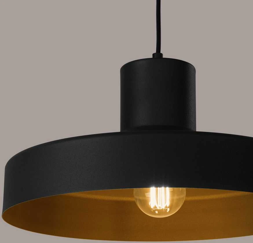Sollux Lighting BILO pakabinamas šviestuvas, juodas, plienas, E27 lemputė, modernus, apvalus, 35x120 cm