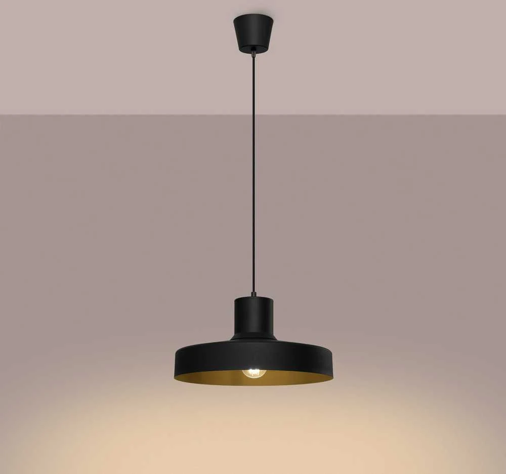 Sollux Lighting BILO pakabinamas šviestuvas, juodas, plienas, E27 lemputė, modernus, apvalus, 35x120 cm