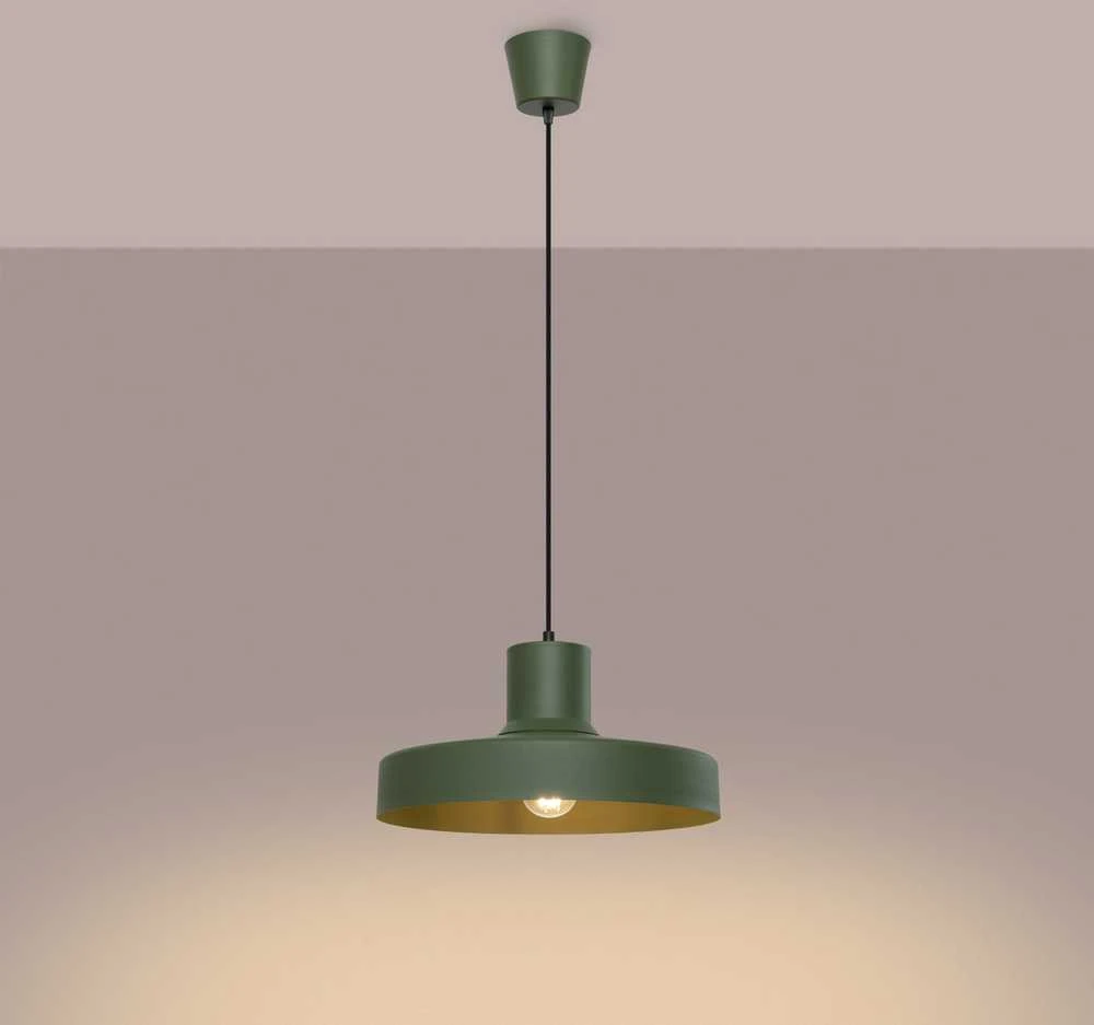 Sollux Lighting BILO pakabinamas šviestuvas, alyvuogių žalios spalvos, plienas, E27 lemputė, modernus apvalus, 35 cm