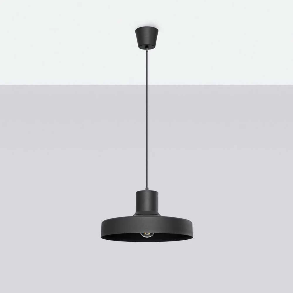 Sollux Lighting BILO pakabinamas šviestuvas, juodas, plienas, E27 lemputė, modernus, apvalus, 35x120 cm