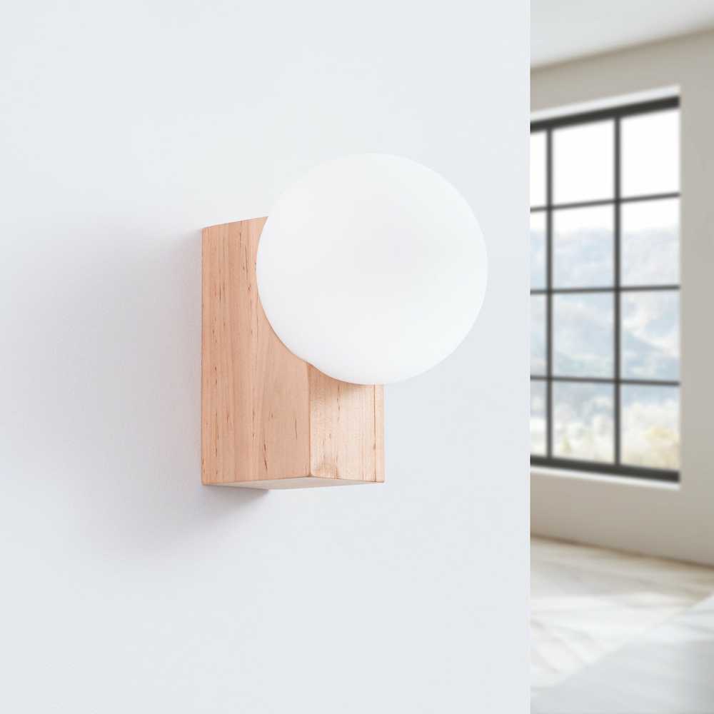 Sollux Lighting BULBO Peach Puff 1 lemputės medinis ir stiklinis modernus pakabinamas šviestuvas IP20