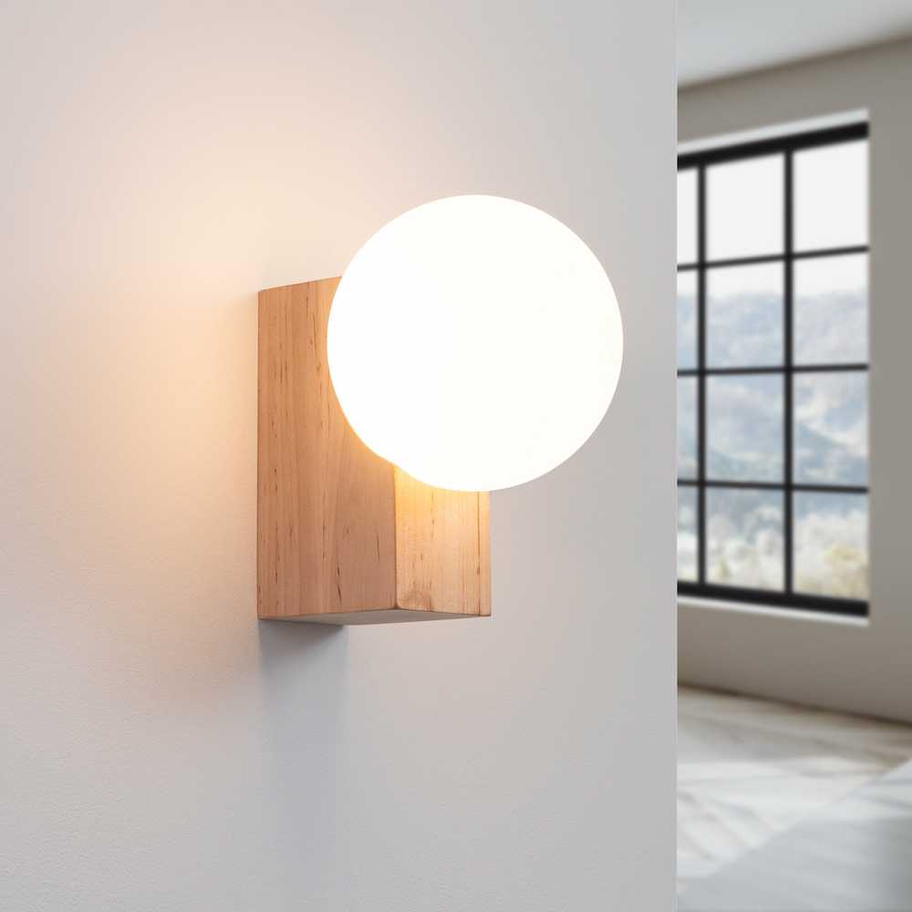Sollux Lighting BULBO Peach Puff 1 lemputės medinis ir stiklinis modernus pakabinamas šviestuvas IP20