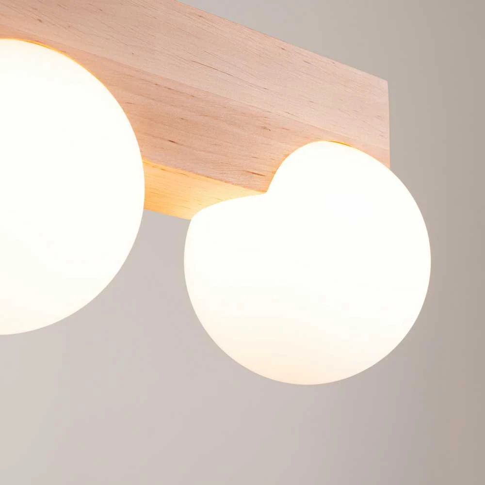 Pakabinamas šviestuvas Sollux Lighting BULBO Peach Puff 2 medinių ir stiklinių pakabinamų šviestuvų komplektas, IP20
