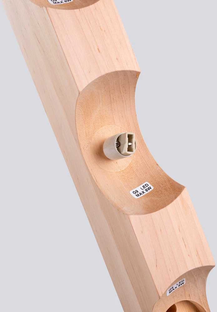 Sollux Lighting BULBO „Peach Puff“ 3 lempučių medžio ir stiklo pakabinamas šviestuvas, modernus dizainas