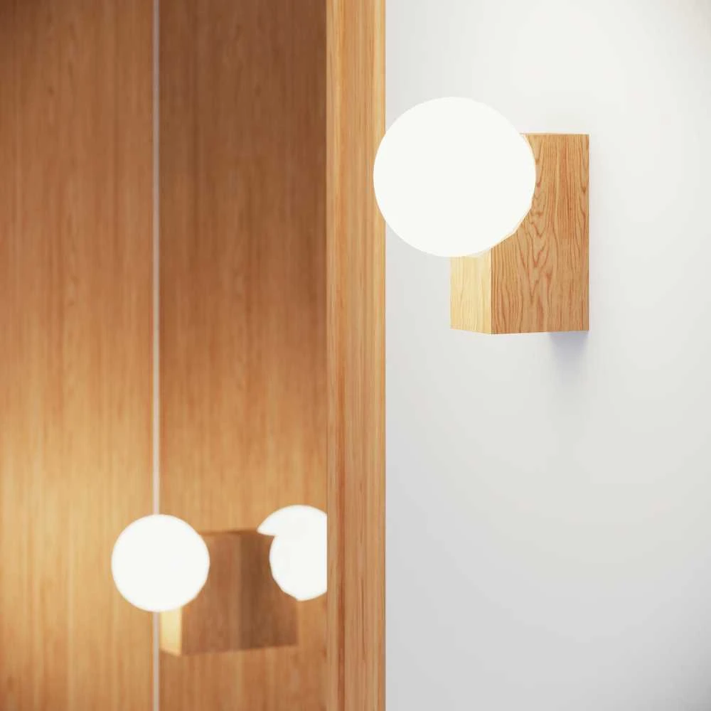 Sollux Lighting BULBO „Peach Puff“ 3 lempučių medžio ir stiklo pakabinamas šviestuvas, modernus dizainas