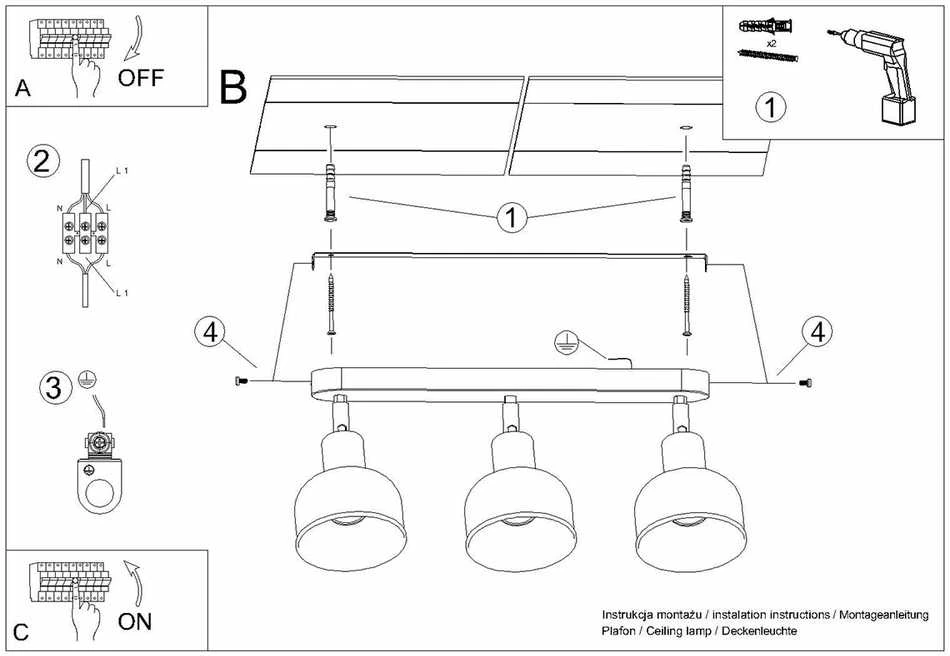 Sollux Lighting Lubinis šviestuvas ELBA 3 baltas