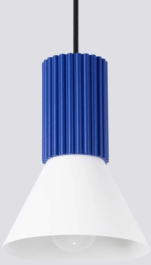 Sollux Lighting Estria Crimson pakabinamas šviestuvas, 14 cm, kūgio formos, plienas, aliuminis, baltas, ultramarino spalvos