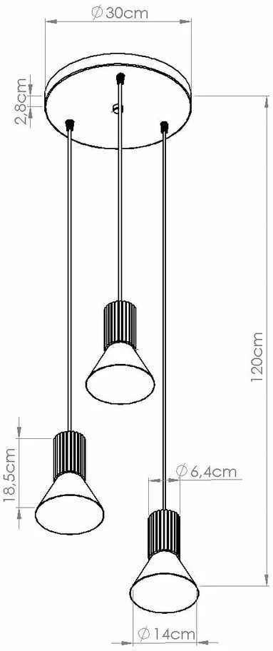 Sollux Lighting „Estria Crimson“ pakabinamas šviestuvas, 3 lemputės, E14, plienas, aliuminis, smėlio spalvos, alyvuogių žalios spalvos