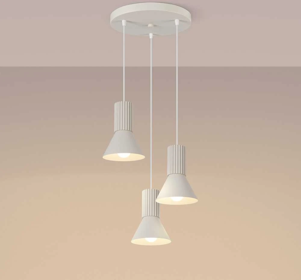 Sollux Lighting „Estria Crimson“ pakabinamas šviestuvas, 3 lempučių, smėlio spalvos, plieno, aliuminio, 30 x 120 cm