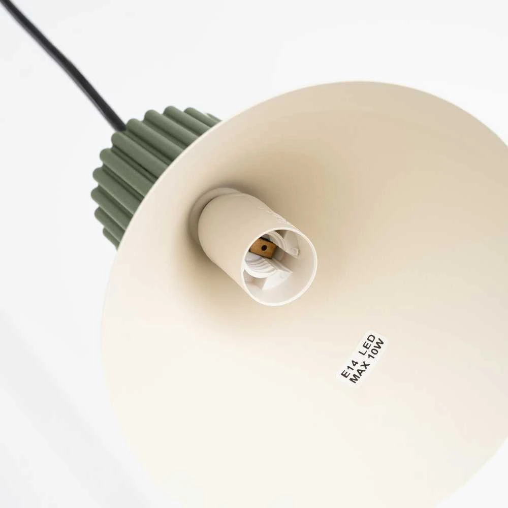 Sollux Lighting Estria Crimson pakabinamas šviestuvas, 14 cm, kūgio formos, plieno, aliuminio, smėlio, alyvuogių žalios spalvos