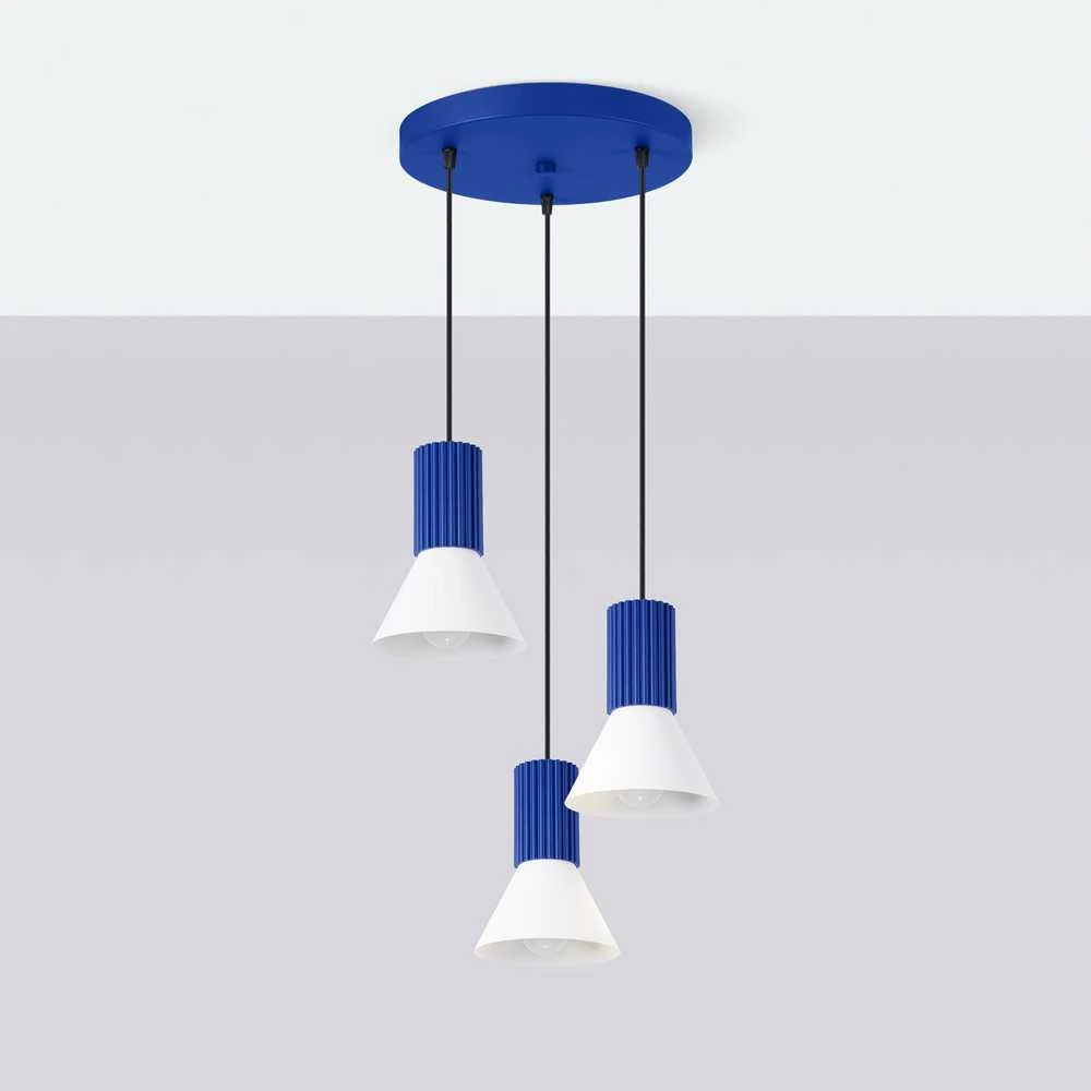 Sollux Lighting „Estria Crimson“ pakabinamas šviestuvas, 3 E14 LED lemputės, baltas, ultramarino spalvos, 30 cm