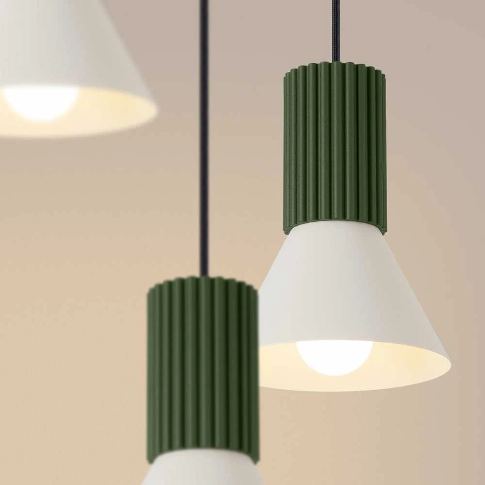 Sollux Lighting „Estria Crimson“ pakabinamas šviestuvas, 3 lemputės, E14, plienas, aliuminis, smėlio spalvos, alyvuogių žalios spalvos