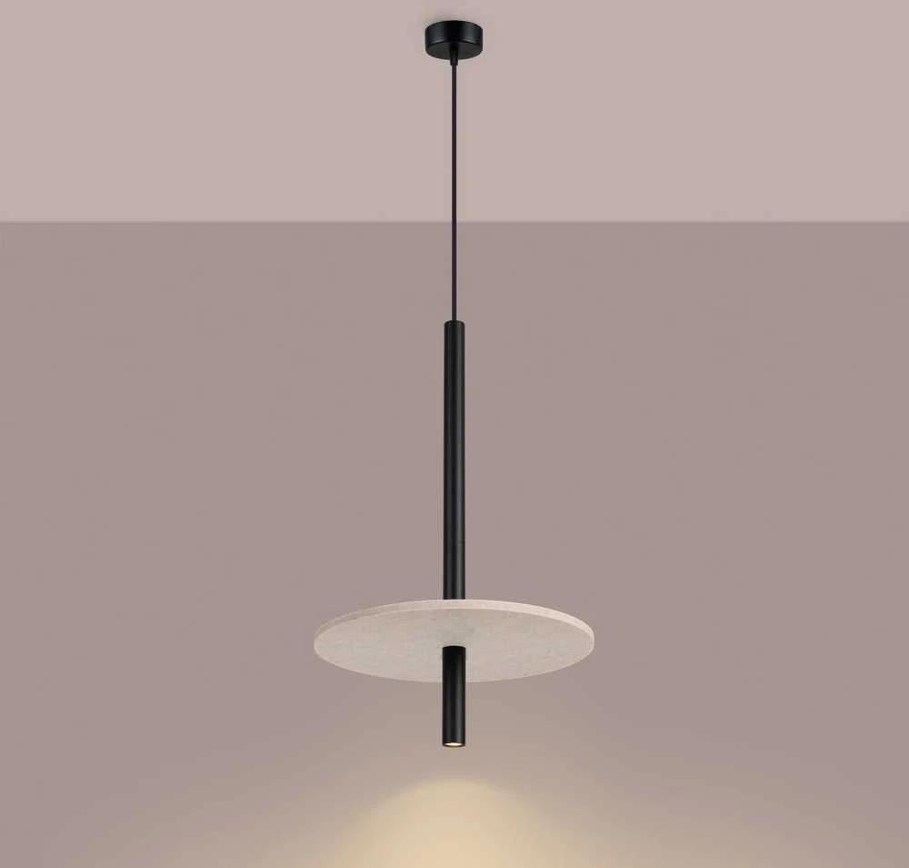 Sollux Lighting FELTRO pakabinamas šviestuvas, veltinio diskai, smėlio spalvos, juodo plieno, 30x30x126 cm
