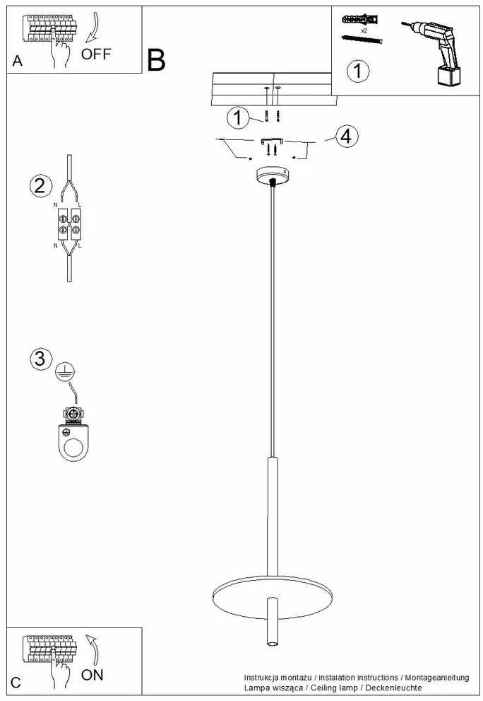 Sollux Lighting FELTRO pakabinamas šviestuvas, veltinio diskai, geltonai juodas, plienas, 30x126 cm, LED, G9