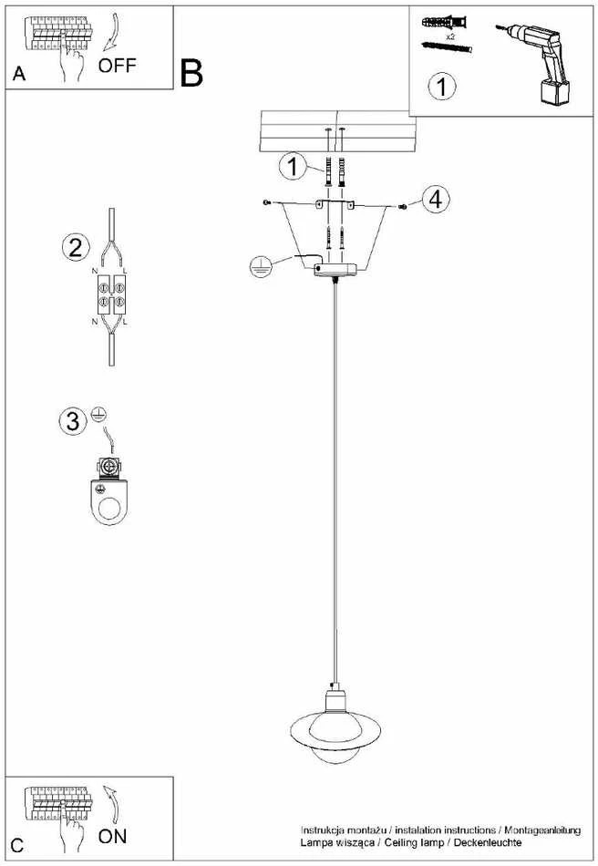 Sollux Lighting Pakabinamas šviestuvas HYPERION 1 juodas