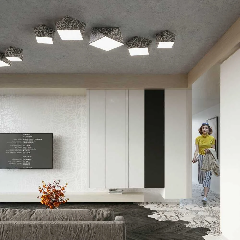 Lubinis šviestuvas Sollux Lighting Sollux Plafonas HEXA 45 sidabro