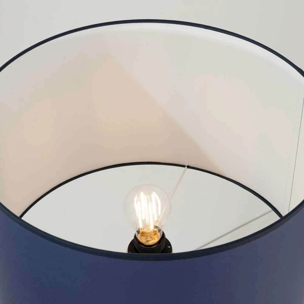 Sollux Lighting Ispaniškas oranžinis NATT toršeras, 77 cm, natūralaus medžio, tamsiai mėlynas gaubtas, IP20