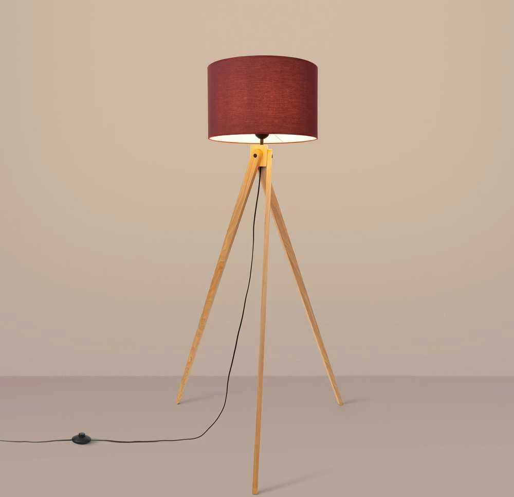 Sollux Lighting Ispaniškos oranžinės spalvos NATT stalinė lempa, bordo spalvos, natūralios medienos, 40 x 25 cm, E27 lizdas