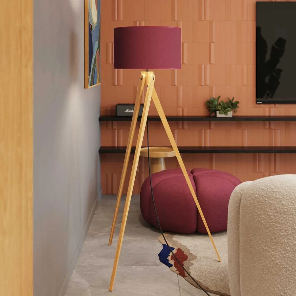 Sollux Lighting Ispaniškos oranžinės spalvos NATT stalinė lempa, bordo spalvos, natūralios medienos, 40 x 25 cm, E27 lizdas