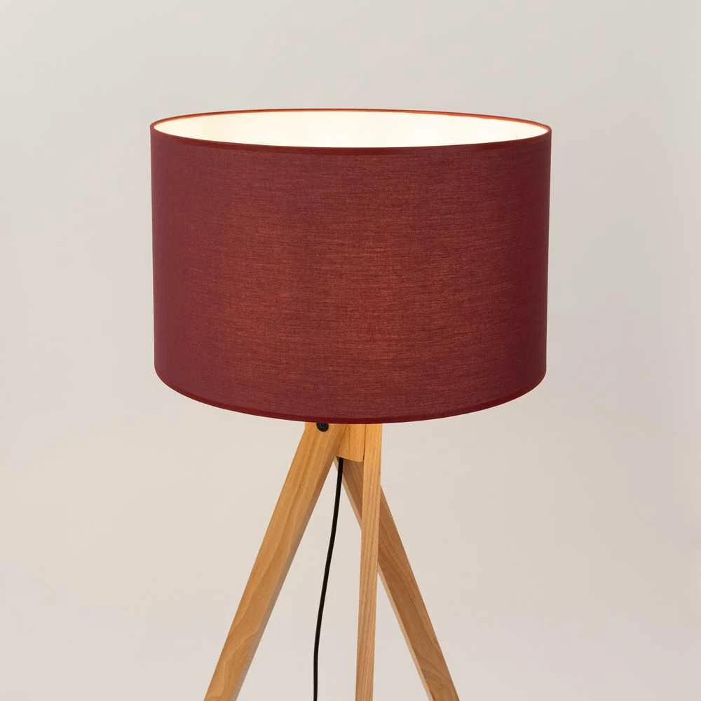 Sollux Lighting Ispaniškos oranžinės spalvos NATT stalinė lempa, bordo spalvos, natūralios medienos, 40 x 25 cm, E27 lizdas