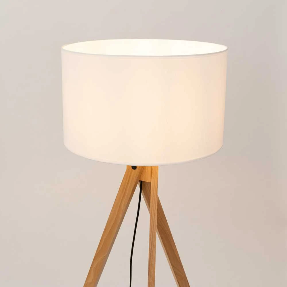 Sollux Lighting Ispaniškos oranžinės spalvos NATT stalinė lempa, 40/25 audinio gaubtas, natūrali mediena, 15 W LED