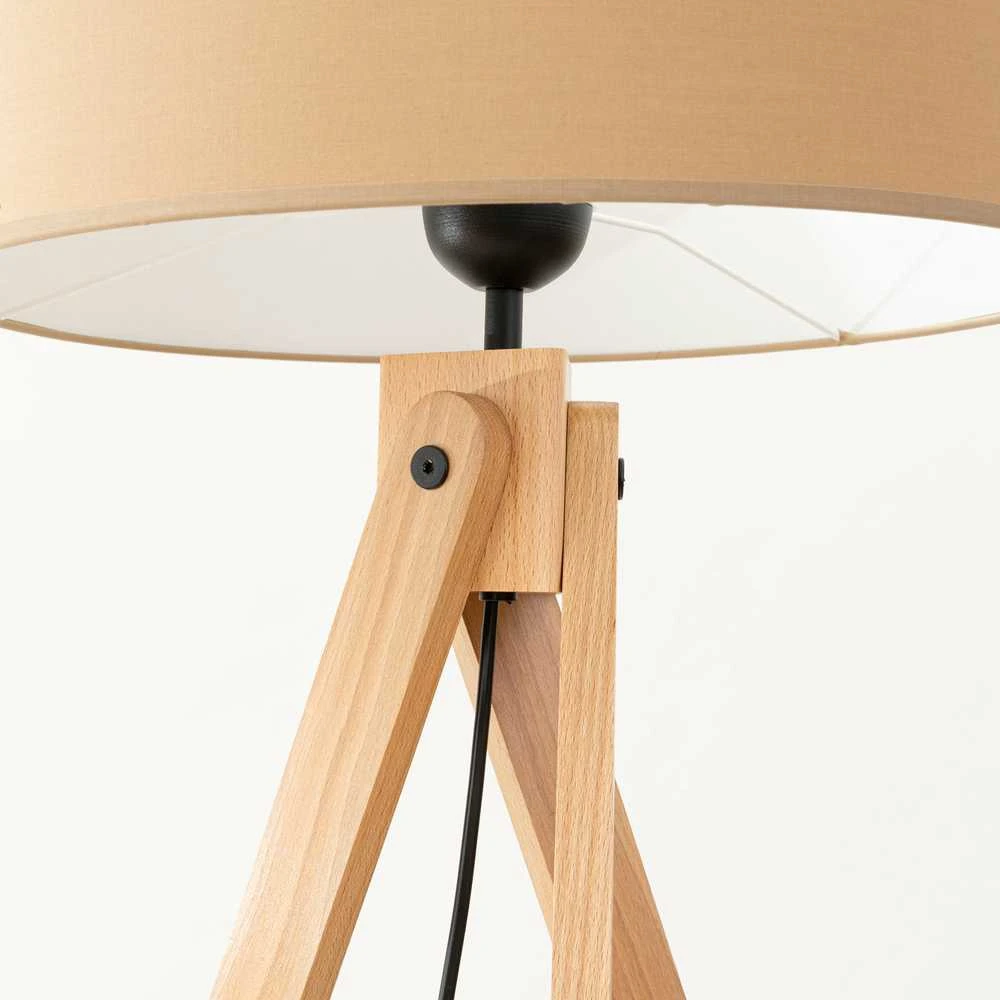 Sollux Lighting Ispaniškos oranžinės spalvos NATT stalinė lempa, pilkšvai ruda, natūrali mediena, 40 x 25 cm, E27 lizdas
