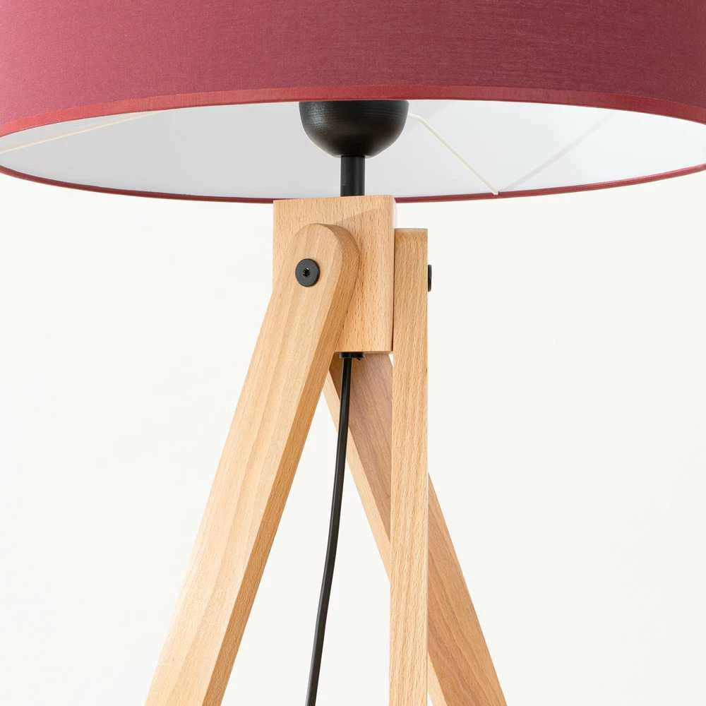 Sollux Lighting Ispaniškos oranžinės spalvos NATT stalinė lempa, bordo spalvos, natūralios medienos, 40 x 25 cm, E27 lizdas