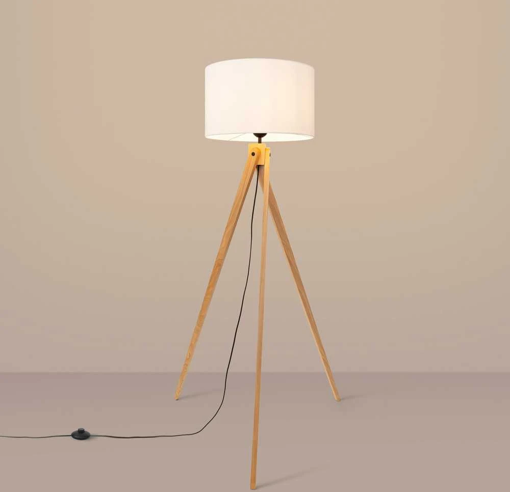 Sollux Lighting Ispaniškos oranžinės spalvos NATT stalinė lempa, 40/25 audinio gaubtas, natūrali mediena, 15 W LED