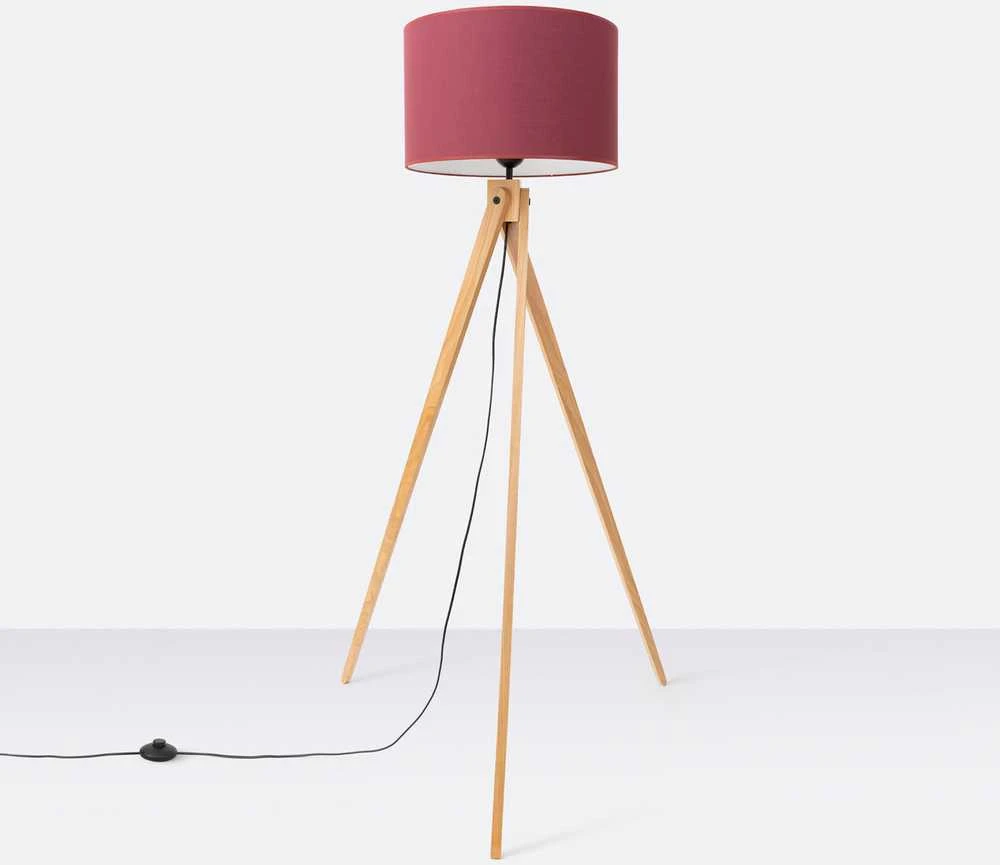 Sollux Lighting Ispaniškos oranžinės spalvos NATT stalinė lempa, bordo spalvos, natūralios medienos, 40 x 25 cm, E27 lizdas