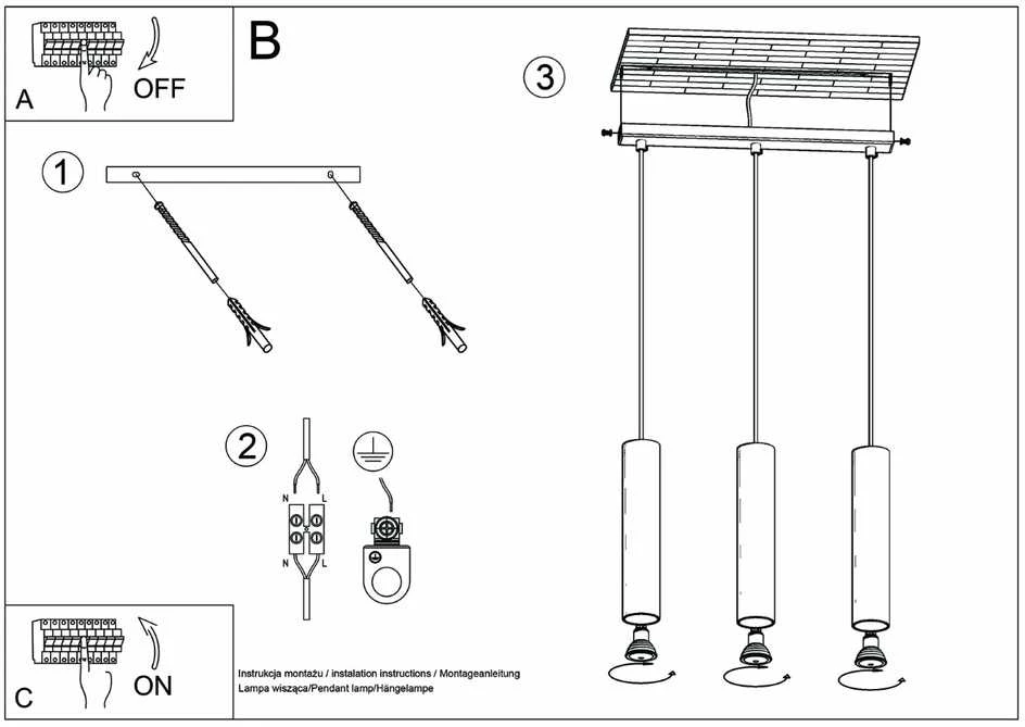 Sollux Lighting Pakabinamas šviestuvas LAGOS 3L alyvuogių žalios spalvos