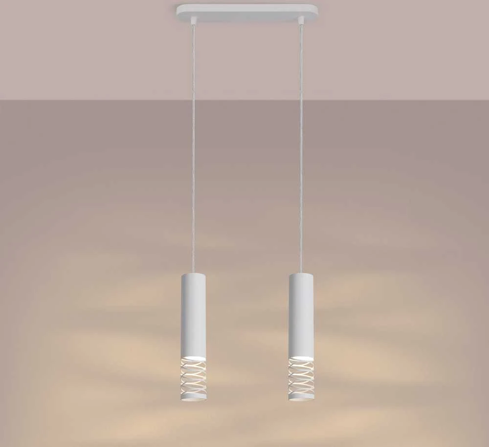 Sollux Lighting LAMI vandenyno žalios spalvos modernus baltas plieno pakabinamas šviestuvas, 2 x GU10 LED lizdai
