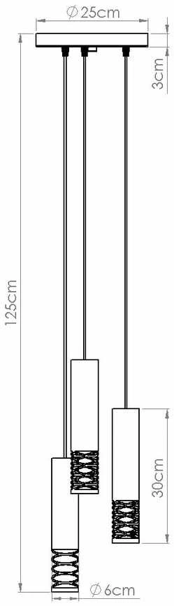 Sollux Lighting LAMI vandenyno žalios spalvos modernus plieno pakabinamas šviestuvas, 3 x GU10 LED, baltas, 25 x 125 cm
