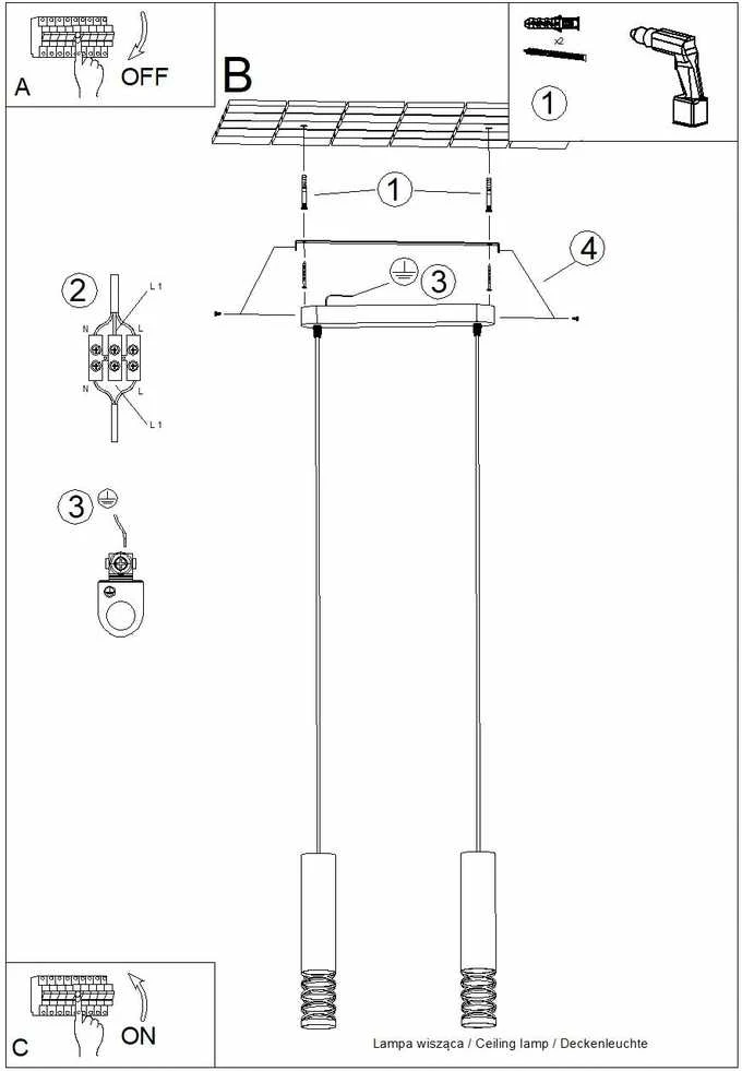 Sollux Lighting LAMI vandenyno žalios spalvos modernus baltas plieno pakabinamas šviestuvas, 2 x GU10 LED lizdai