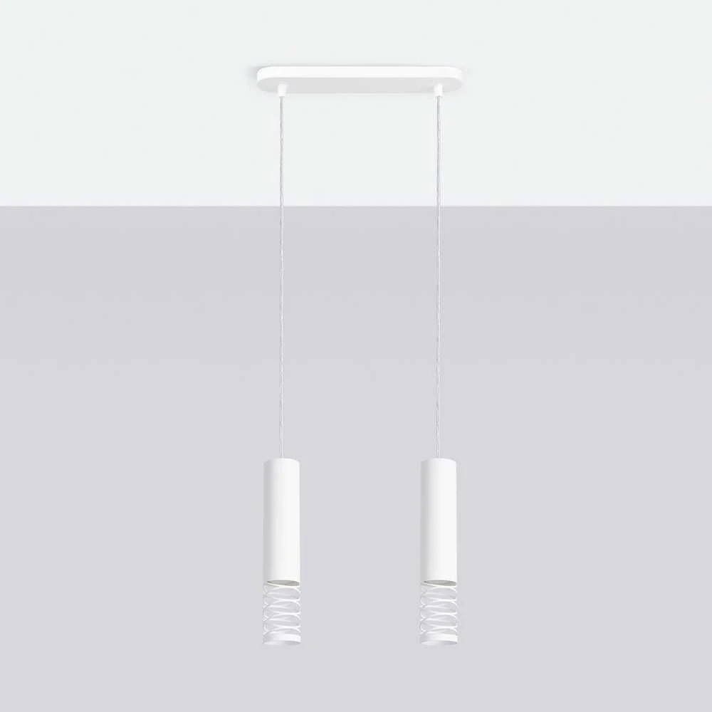 Sollux Lighting LAMI vandenyno žalios spalvos modernus baltas plieno pakabinamas šviestuvas, 2 x GU10 LED lizdai