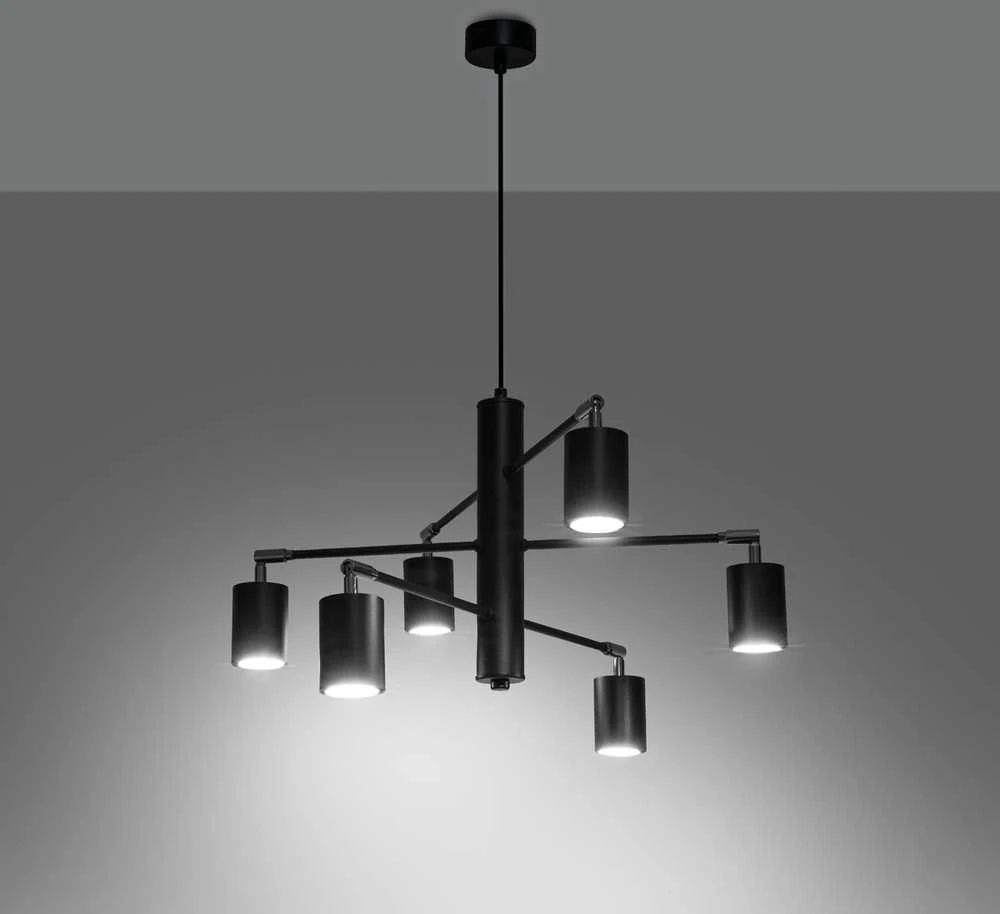 Lubinis šviestuvas Sollux Lighting Šviestuvas LEMMI 6 juodas