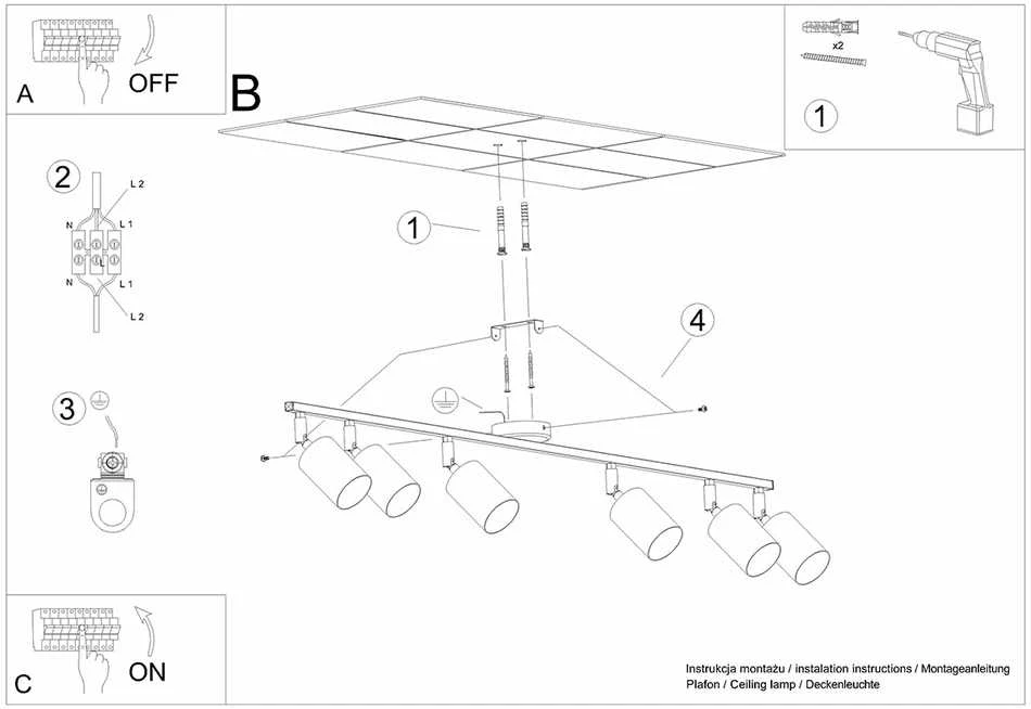 Sollux Lighting Lubinis šviestuvas LEMMI 6L juodas