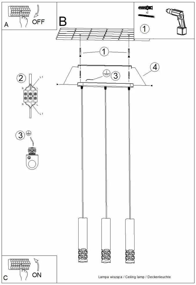 Sollux Lighting LIRO vandenyno žalios spalvos modernus plieno pakabinamas šviestuvas, 3 x GU10, 10 W, baltas